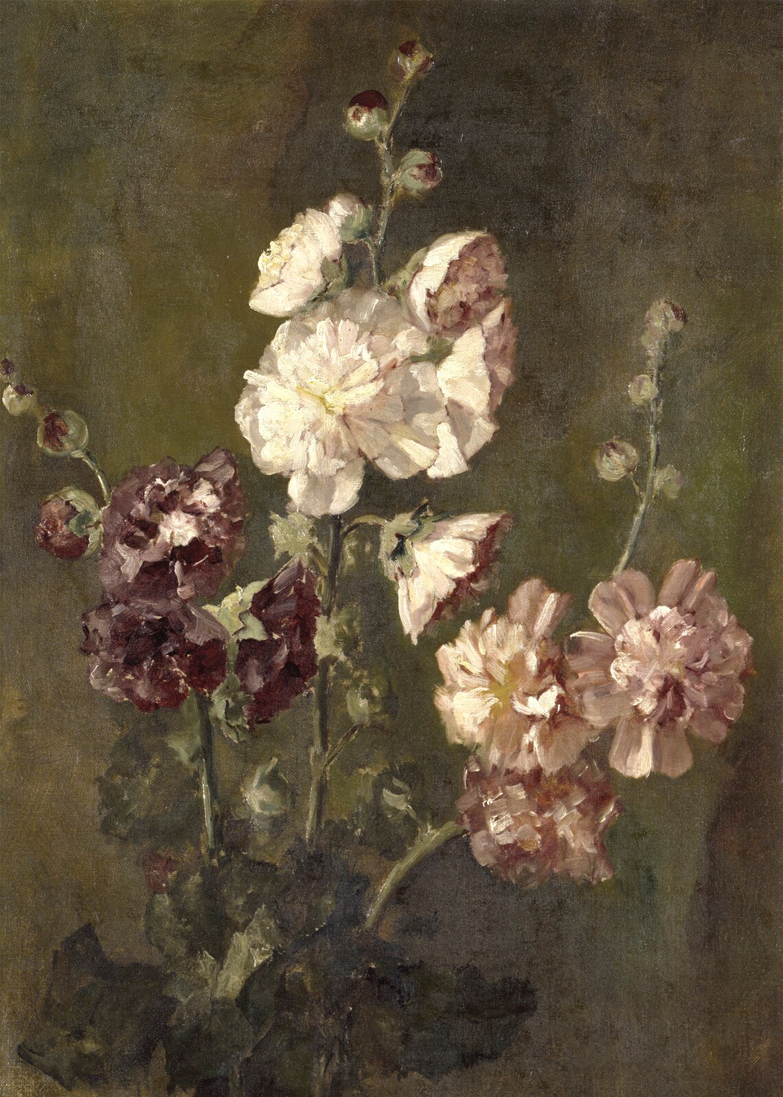 Vintage Hollyhock Flower Art Print, Farmhouse Floral - Image 3