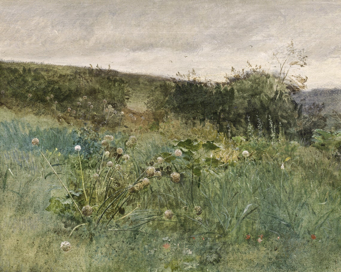 Pastoral Painting Vintage Landscape Painting Meadow Painting Landscape Art Print Oil Painting Vintage French Country Wall Decor - Image 2