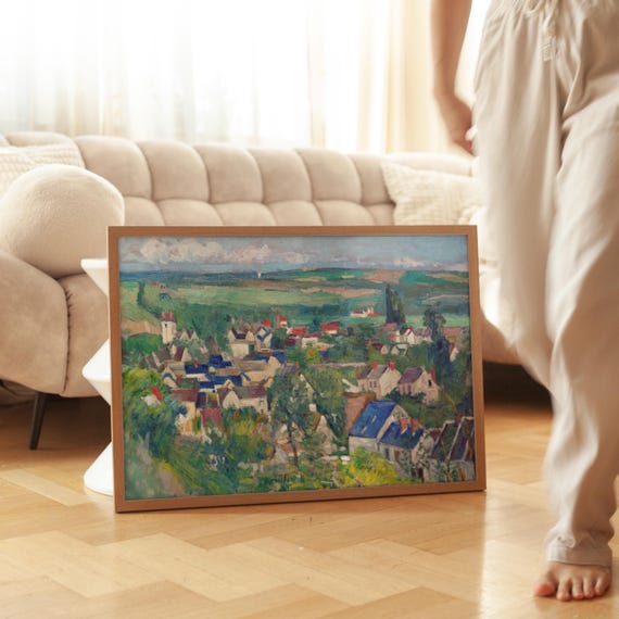 Claude Monet Auvers Vintage Art Print Panoramic Landscape Painting