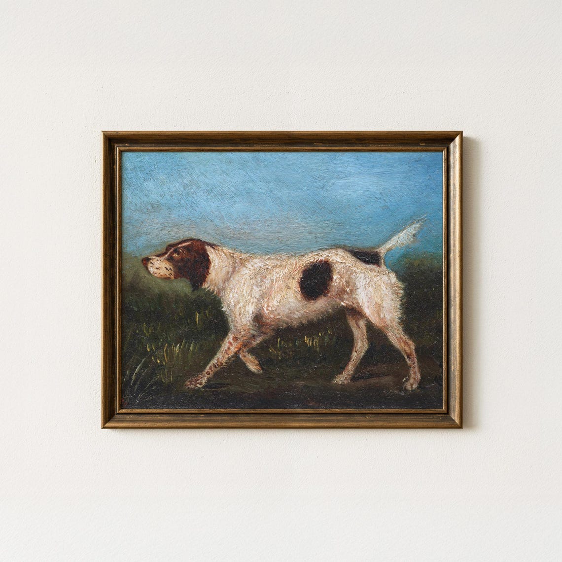Vintage Pointer Dog Sporting Field Oil Painting Portrait Poster