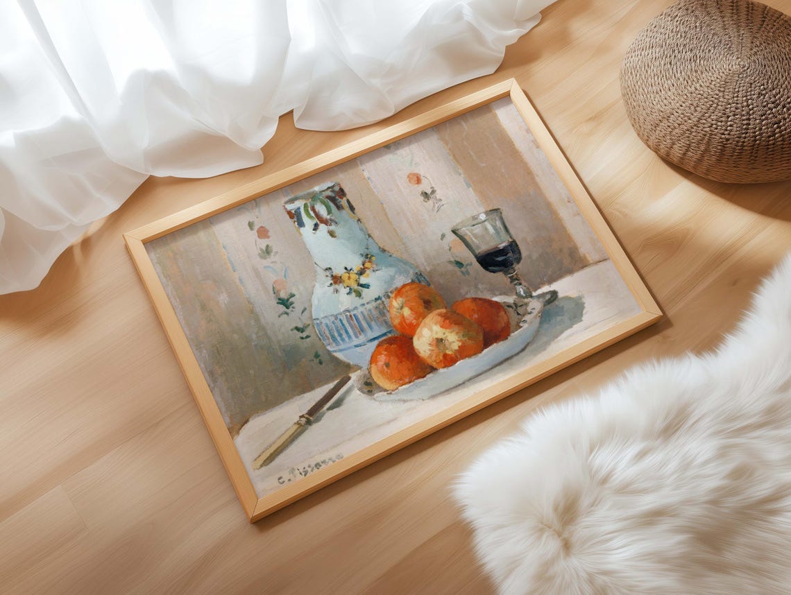 Camille Pissarro Still Life Oranges Vase Wine Glass Art Poster