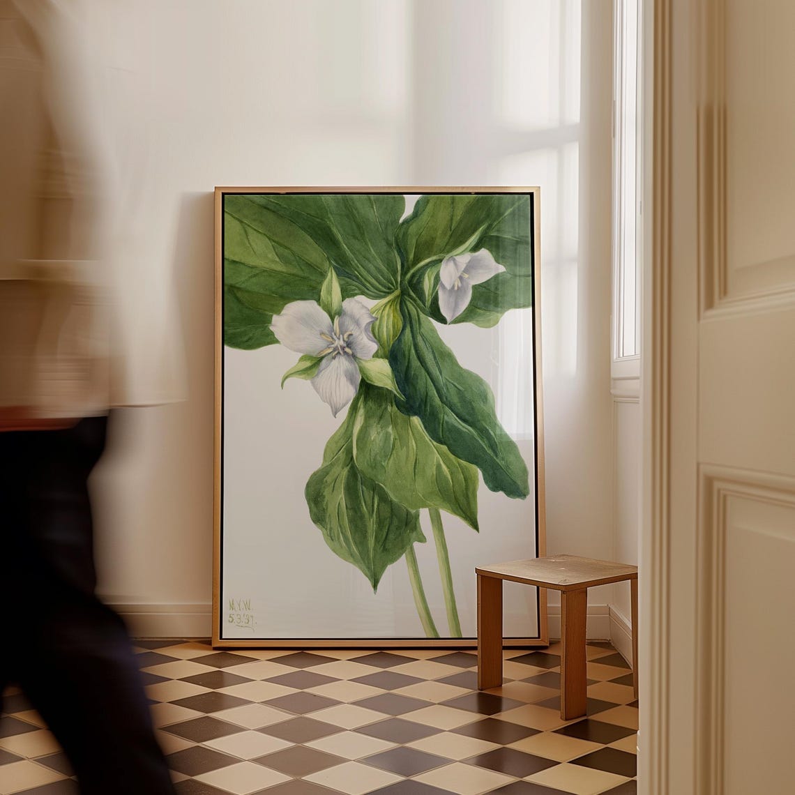 Mary Vaux Walcott Wakerobin White Trillium Botanical Watercolor Poster