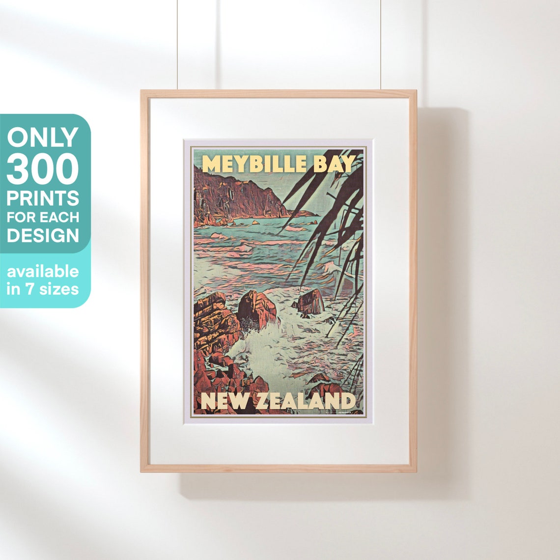 New Zealand Poster Meybille Bay By Alecse Limited Edition Vintage Tasmania Poster Classic New Zealand Gallery Wall Print Of Meybille Bay - Image 3