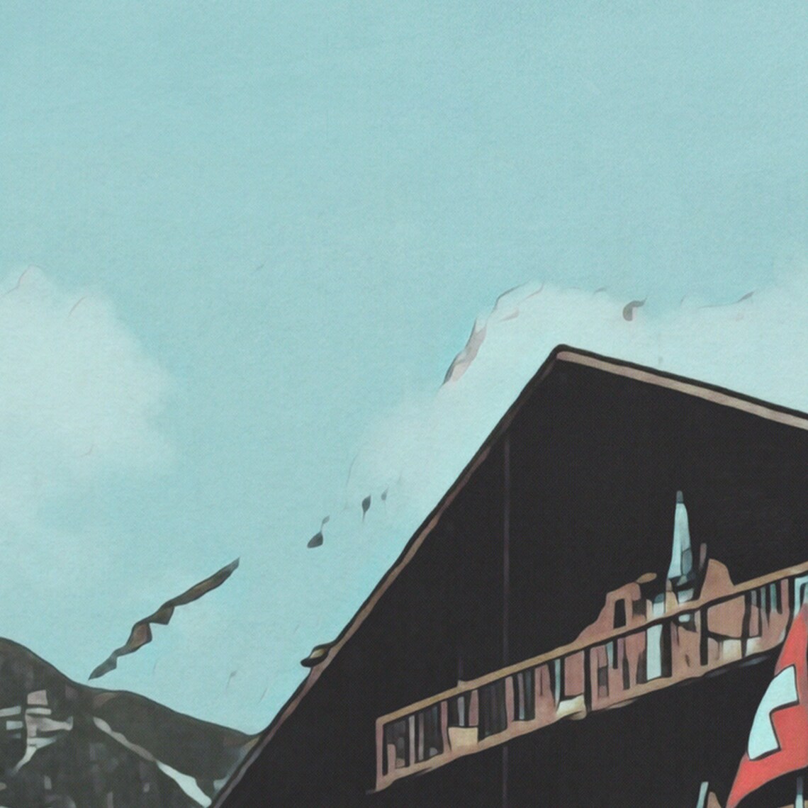 Verbier Switzerland Eden Hotel Alpine Chalet Vintage Travel Poster - Image 4