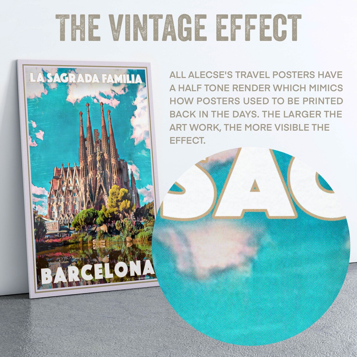 La Sagrada Familia Barcelona Gaudi Basilica Retro Travel Poster - Image 2