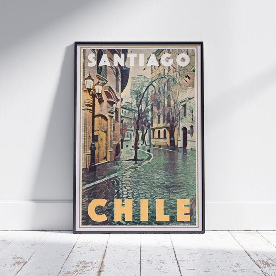 Santiago Poster Limited Edition 300ex Original Retro Poster By Alecse Santiago Chile Vintage Travel Poster