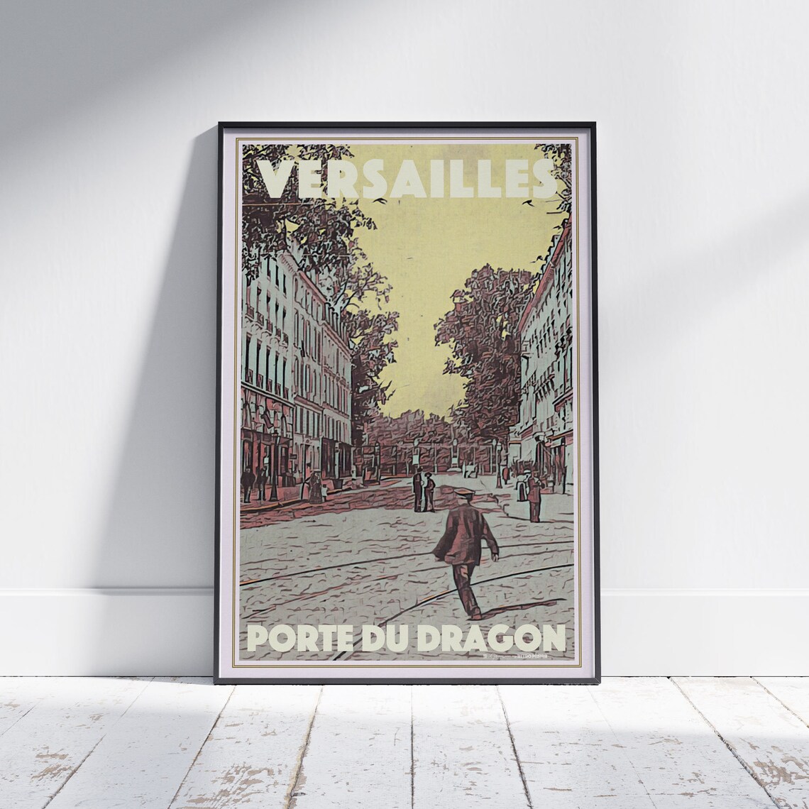 Versailles Porte du Dragon Street Scene France Vintage Poster