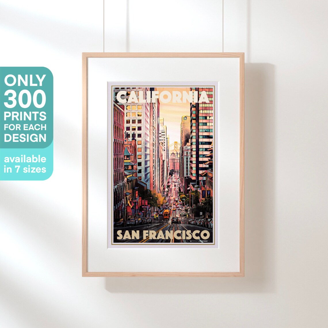 San Francisco California Street Cable Car Vintage Travel Poster - Image 3