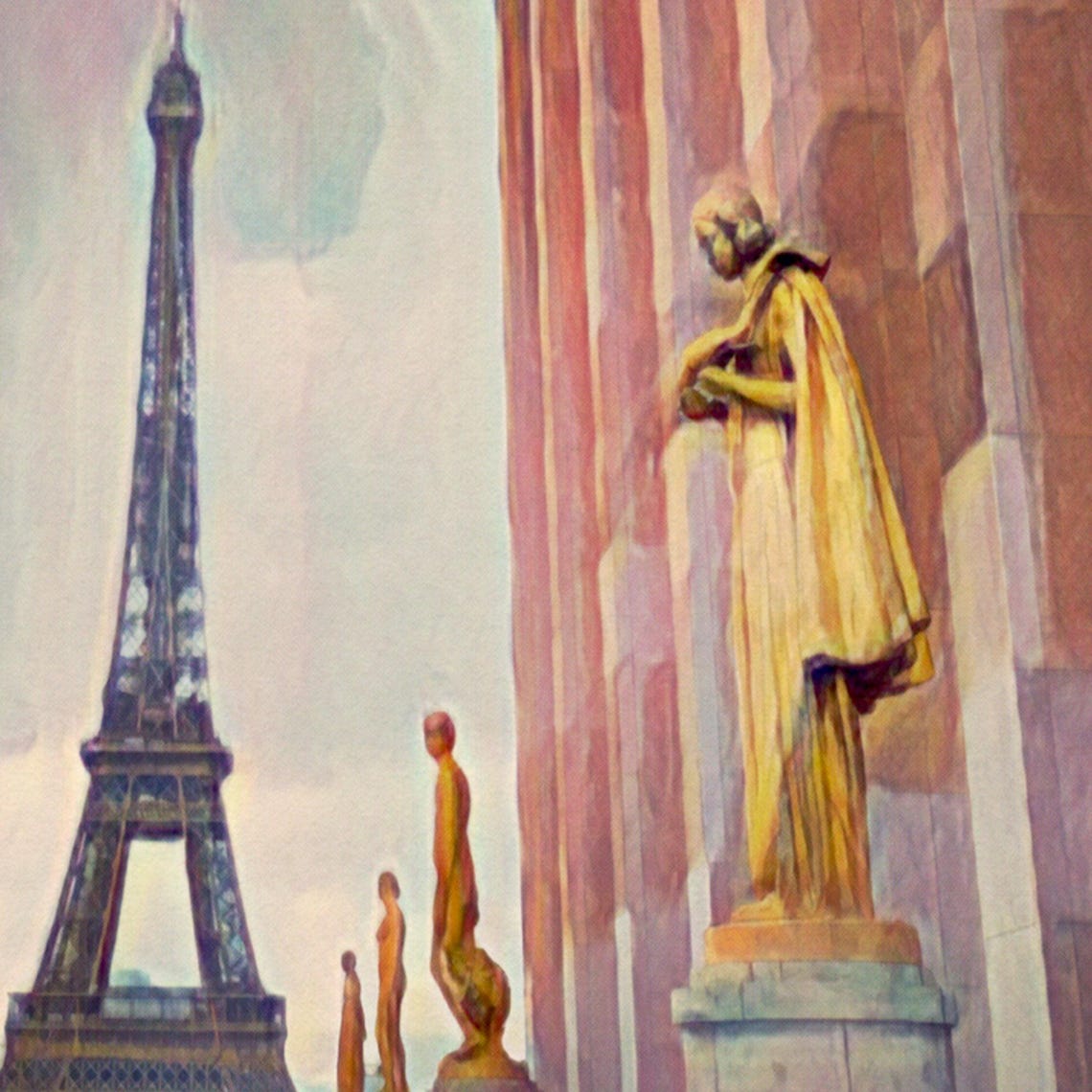 Paris Palais de Chaillot Eiffel Tower Golden Statues Travel Poster - Image 4