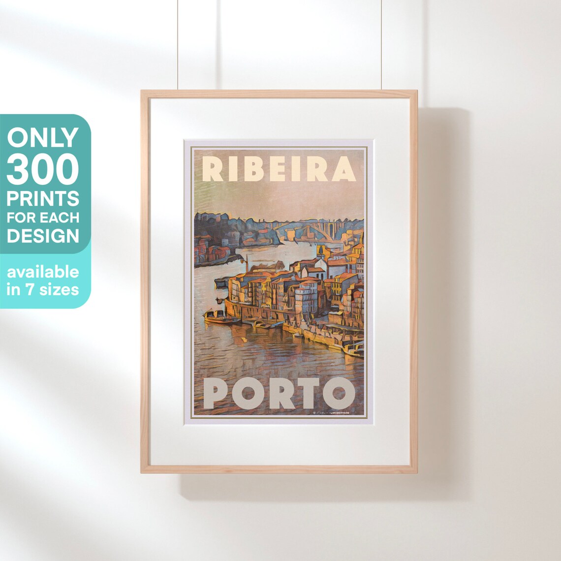Porto Portugal Ribeira Riverside Colorful Houses Douro Travel Poster - Image 3