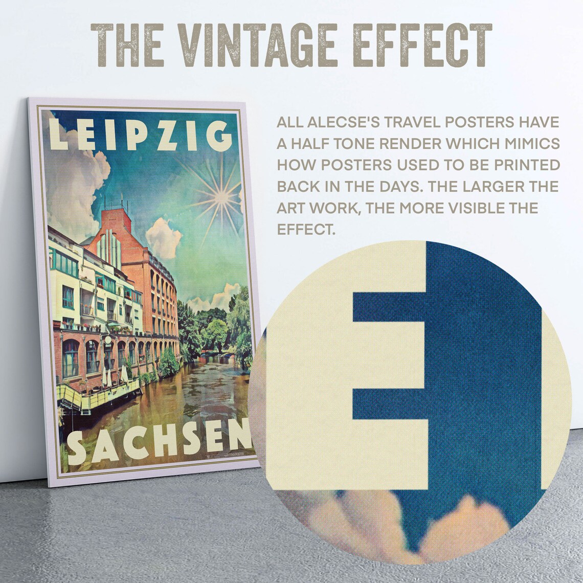 Leipzig Saxony Canal Brick Building Riverside Retro Travel Poster - Image 2