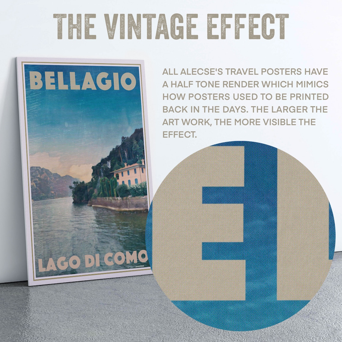 Bellagio Lago di Como Lakeside Villa Italy Retro Travel Poster - Image 2