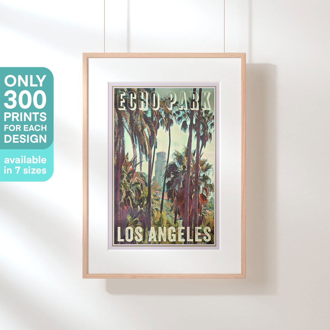 Echo Park Los Angeles Vintage Travel Poster With Palm Trees Skyline - Image 3