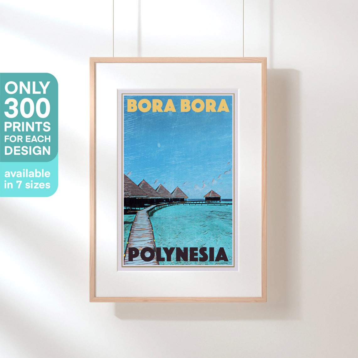 Bora Bora Polynesia Retro Travel Poster Overwater Bungalow Lagoon - Image 3