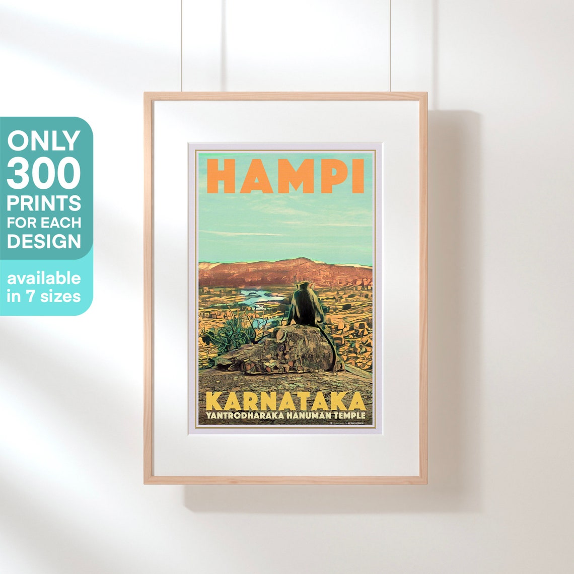 Hampi Karnataka Yantrodharaka Hanuman Temple Travel Poster India - Image 3