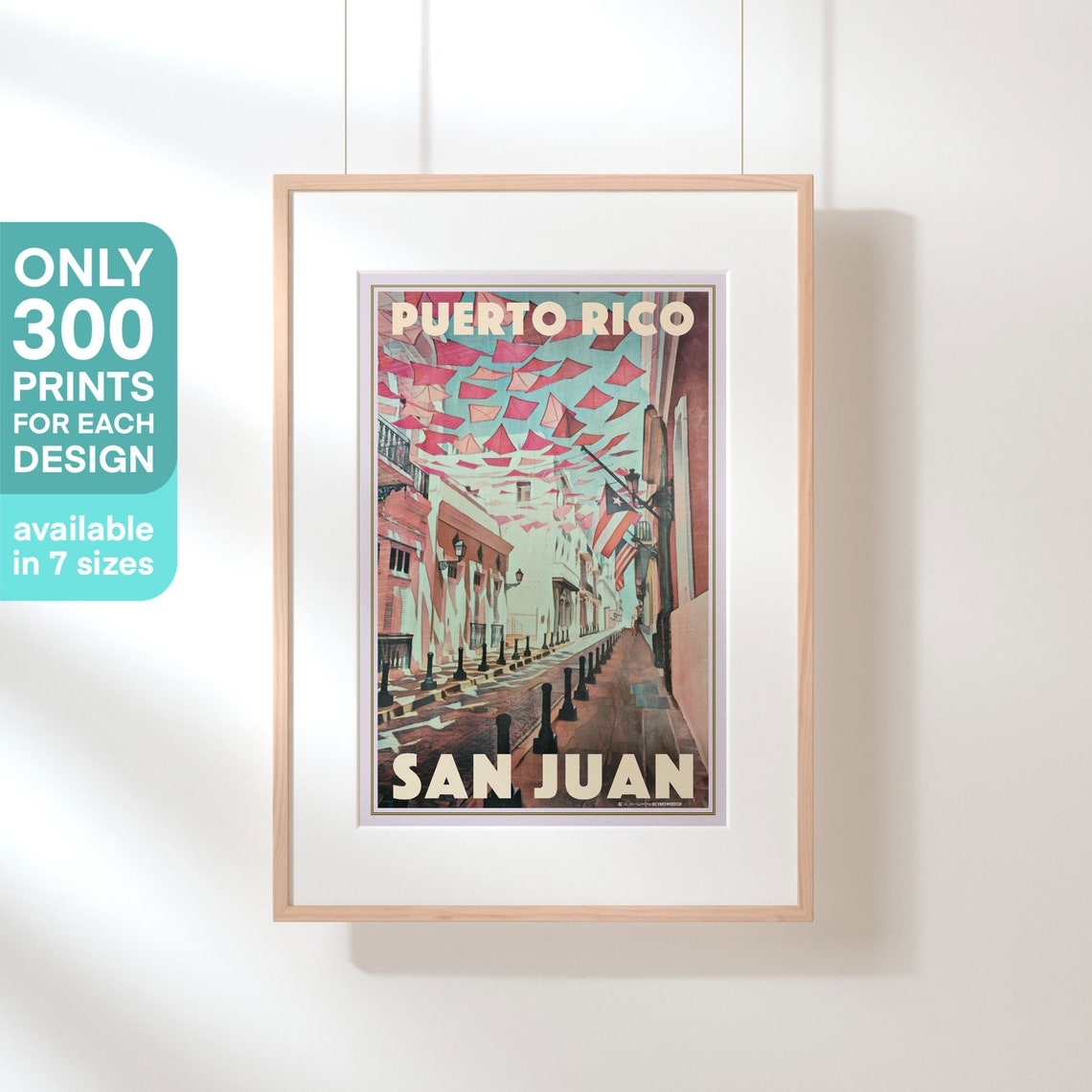 Puerto Rico Poster San Juan Pink By Alecse Limited Edition Puerto Rico Travel Poster San Juan Gallery Wall Print Of Puerto Rico - Image 3