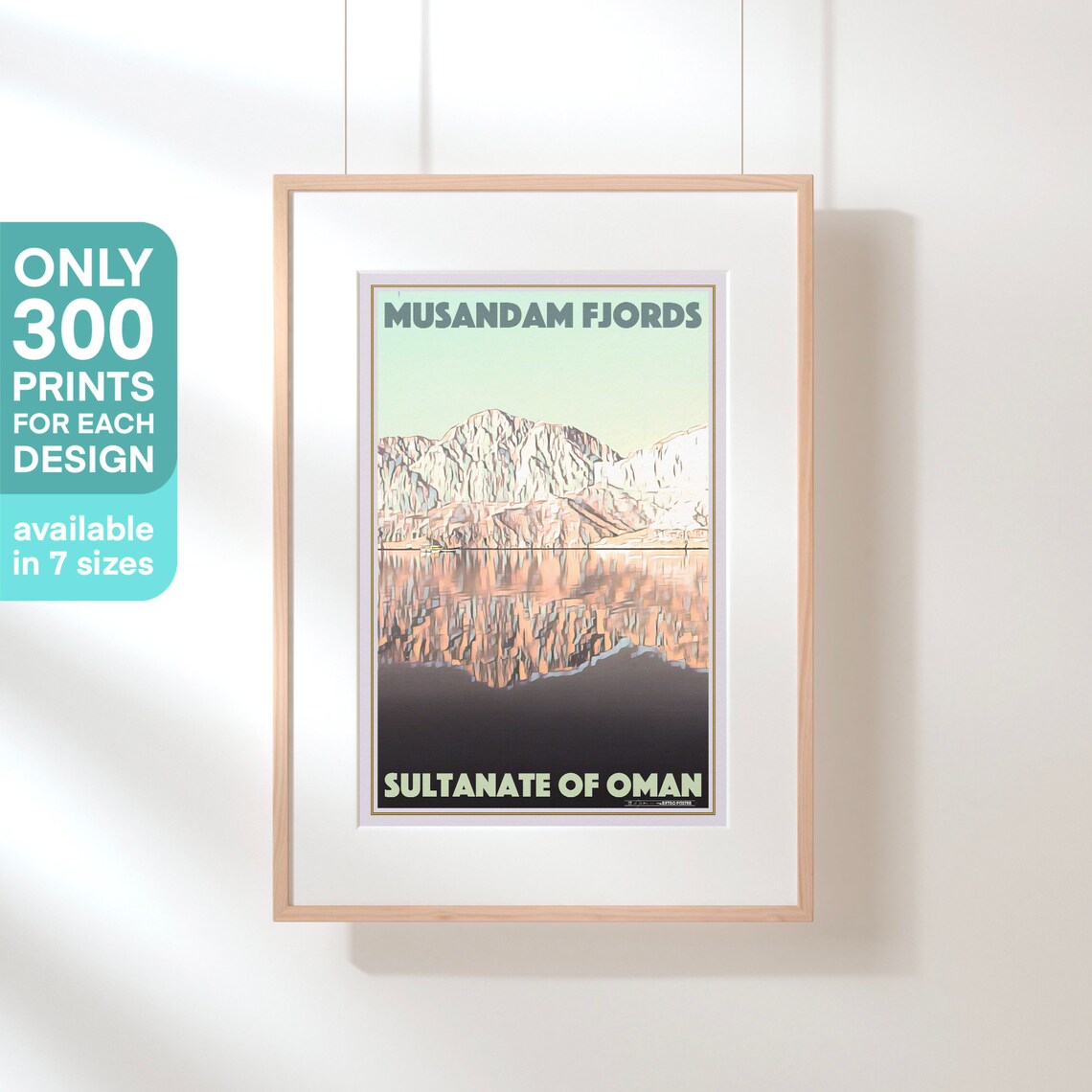 Musandam Fjords Oman Mountain Reflections Vintage Travel Poster - Image 3