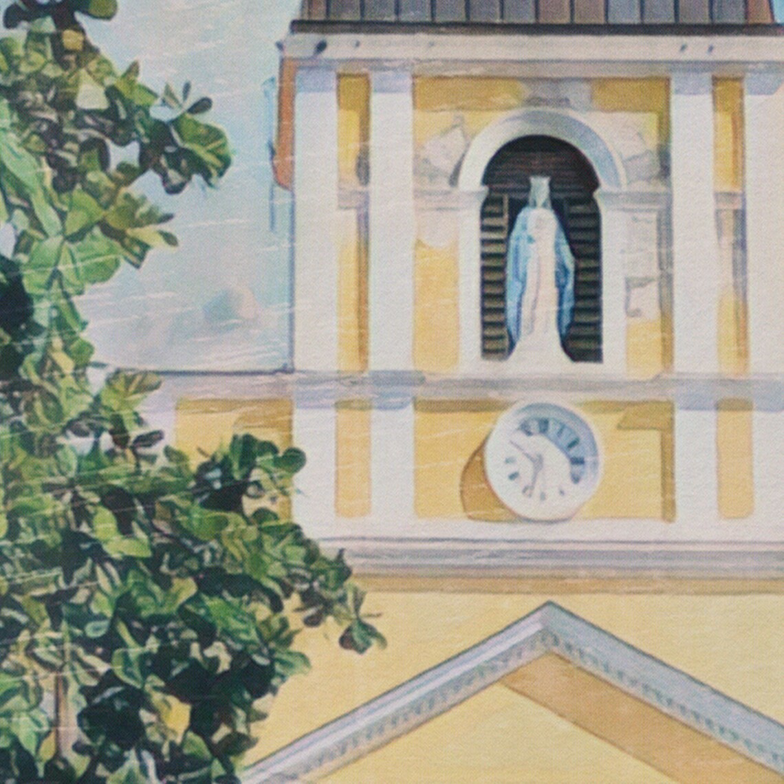 Guadeloupe Marie Galante Colonial Church Dome Vintage Travel Poster - Image 4