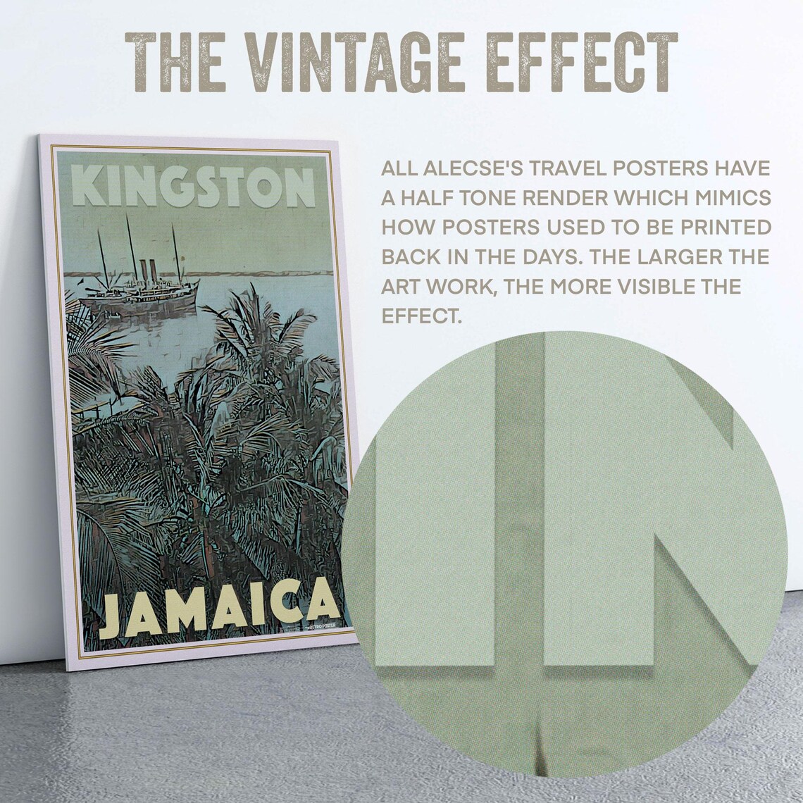Kingston Harbor Steamship Palm Trees Jamaica Vintage Travel Poster - Image 2