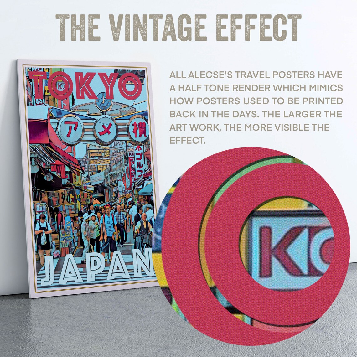 Tokyo Japan Bustling Market Street Signs Crowds Retro Travel Poster - Image 2