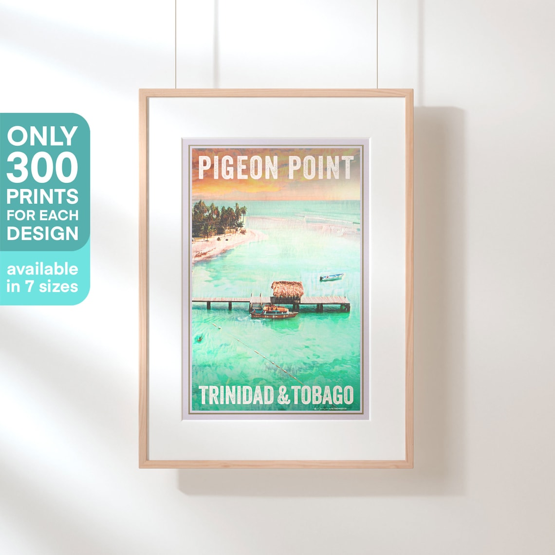 Pigeon Point Tobago Vintage Travel Poster Pier Beach Lagoon Art - Image 3