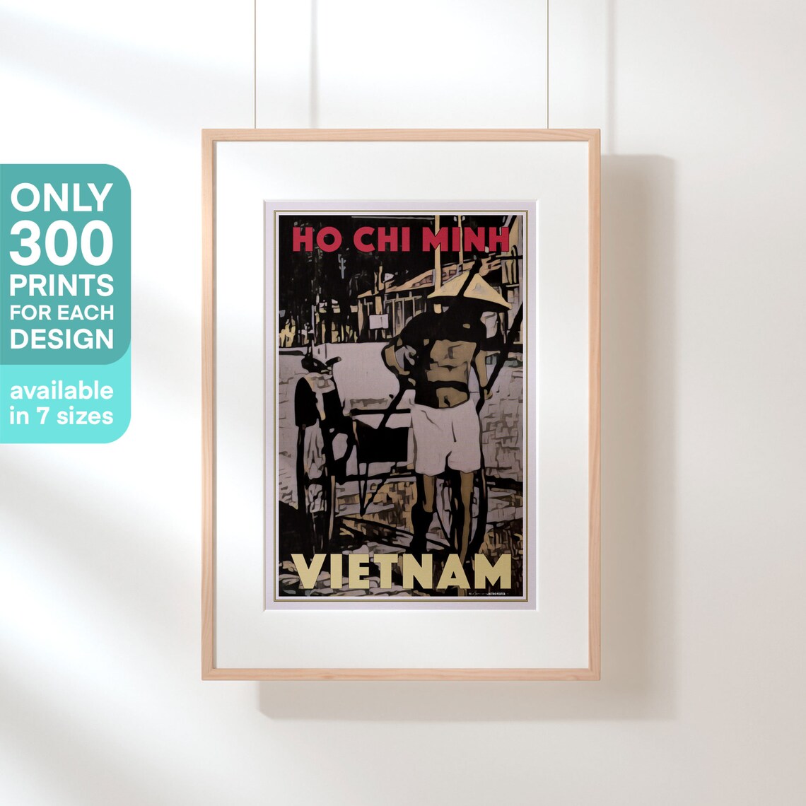 Ho Chi Minh City Cyclo Driver Vintage Street Travel Poster Vietnam - Image 3