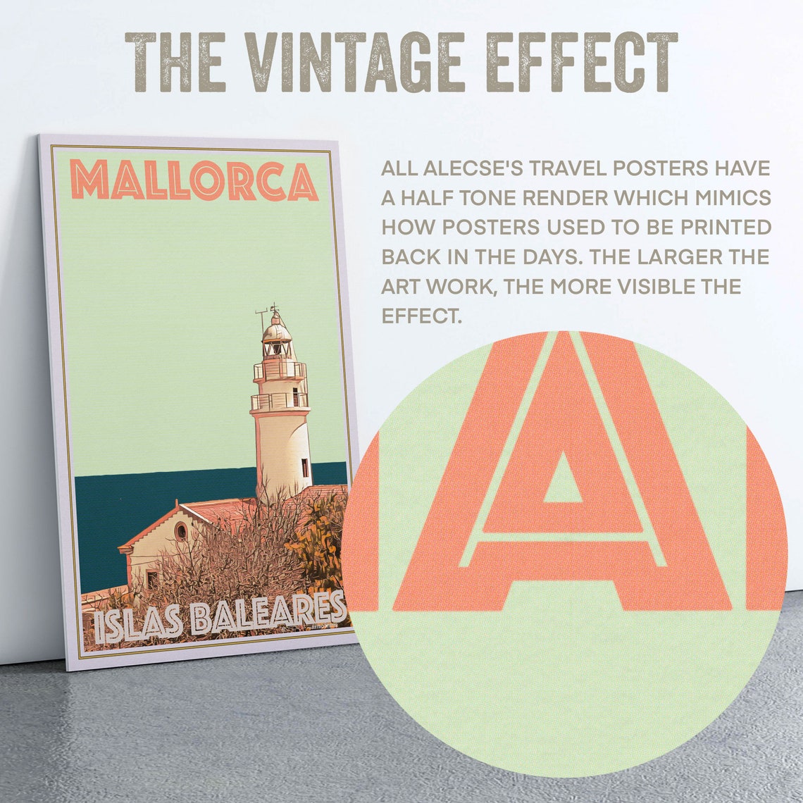 Mallorca Coastal Lighthouse Islas Baleares Travel Poster Spain Art - Image 2