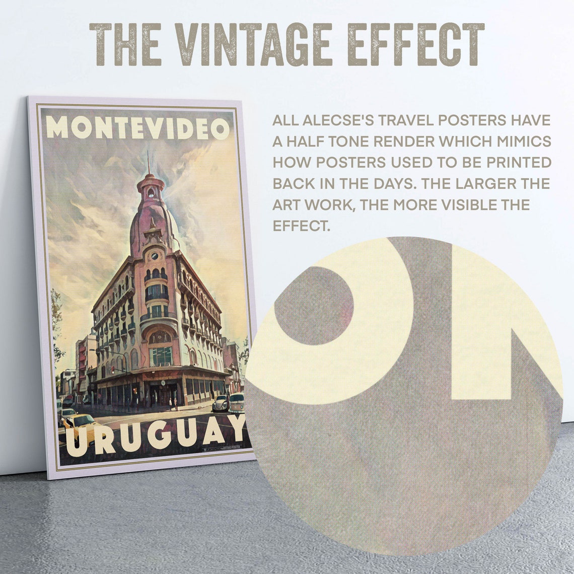Montevideo Uruguay Historic Domed Building Retro Travel Wall Poster - Image 2