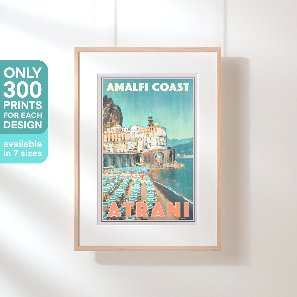 Atrani Amalfi Coast Beach Umbrellas Cliffside Village Travel Poster - Image 3