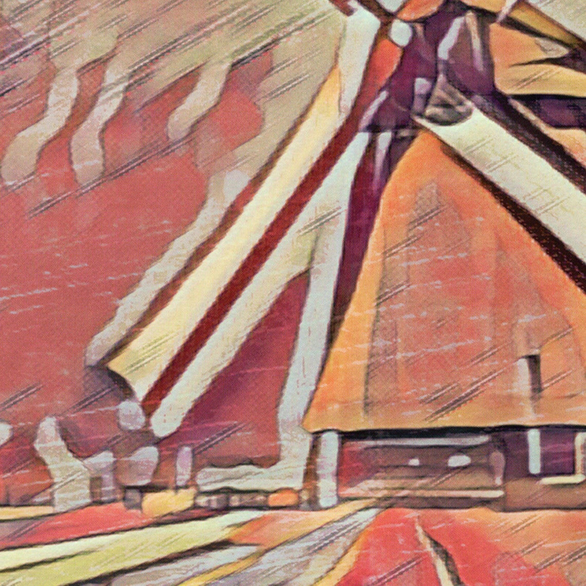 Kinderdijk Netherlands Windmill Tulip Fields Retro Travel Poster - Image 4