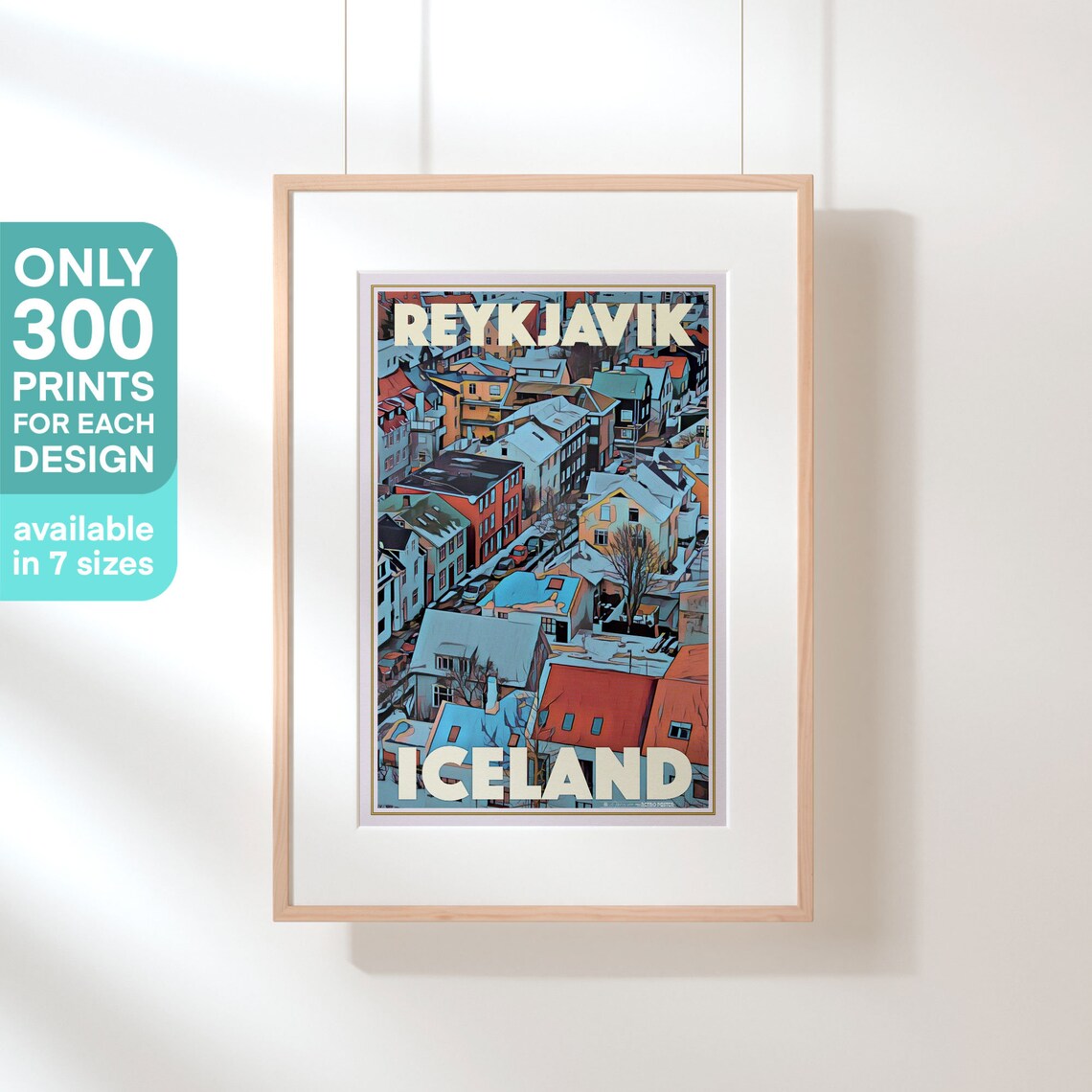 Reykjavik Iceland Snow Covered City Rooftops Winter Travel Poster - Image 3
