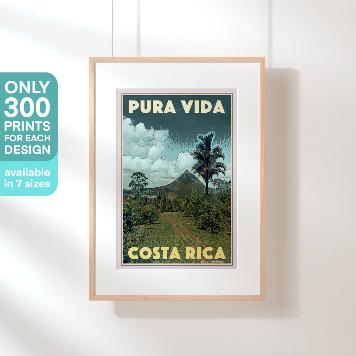 Costa Rica Pura Vida Arenal Volcano Jungle Retro Travel Poster - Image 3