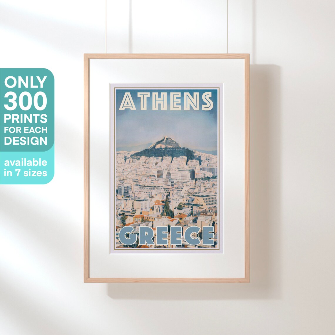 Athens Greece City Panorama Lycabettus Hill Vintage Travel Poster - Image 3