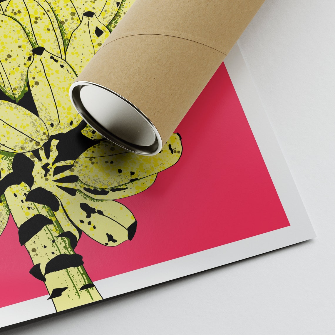 Banana Pop Art Poster Neon Pink Exotic Fruit Botanical Kitchen Decor - Image 2
