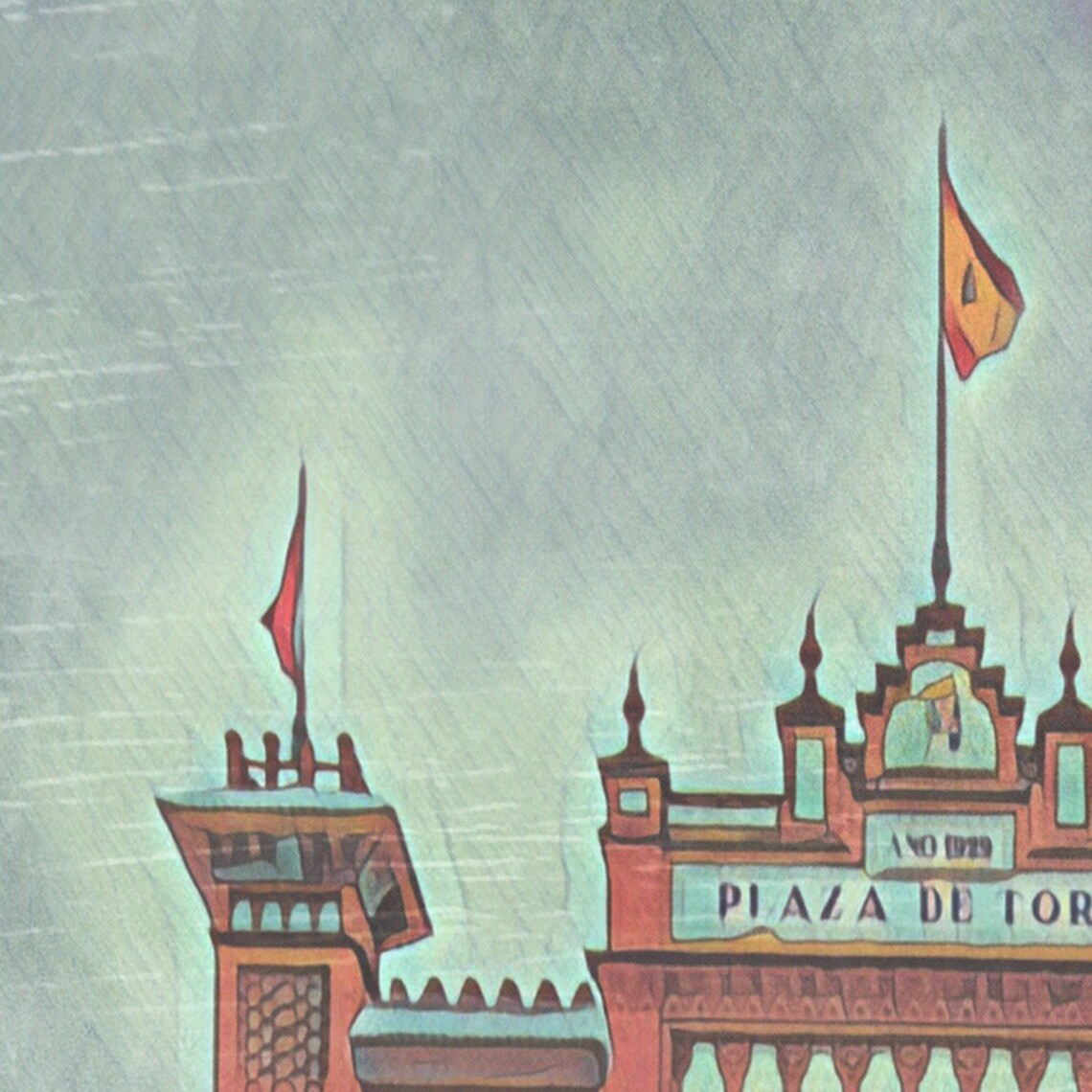 Madrid Spain Vintage Travel Poster With Plaza de Toros Bullring Art - Image 4