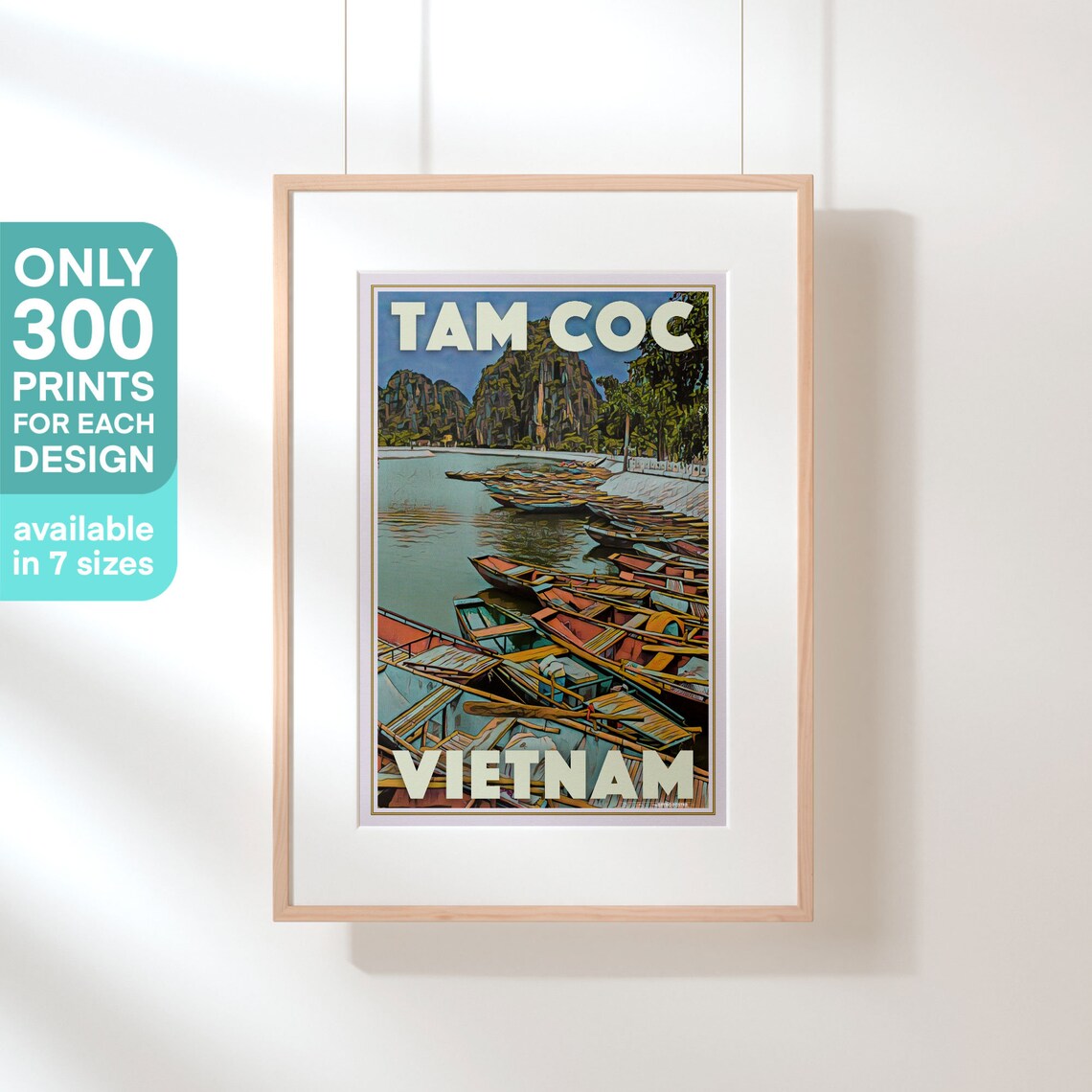 Tam Coc River Boats Limestone Karsts Vietnam Vintage Travel Poster - Image 3