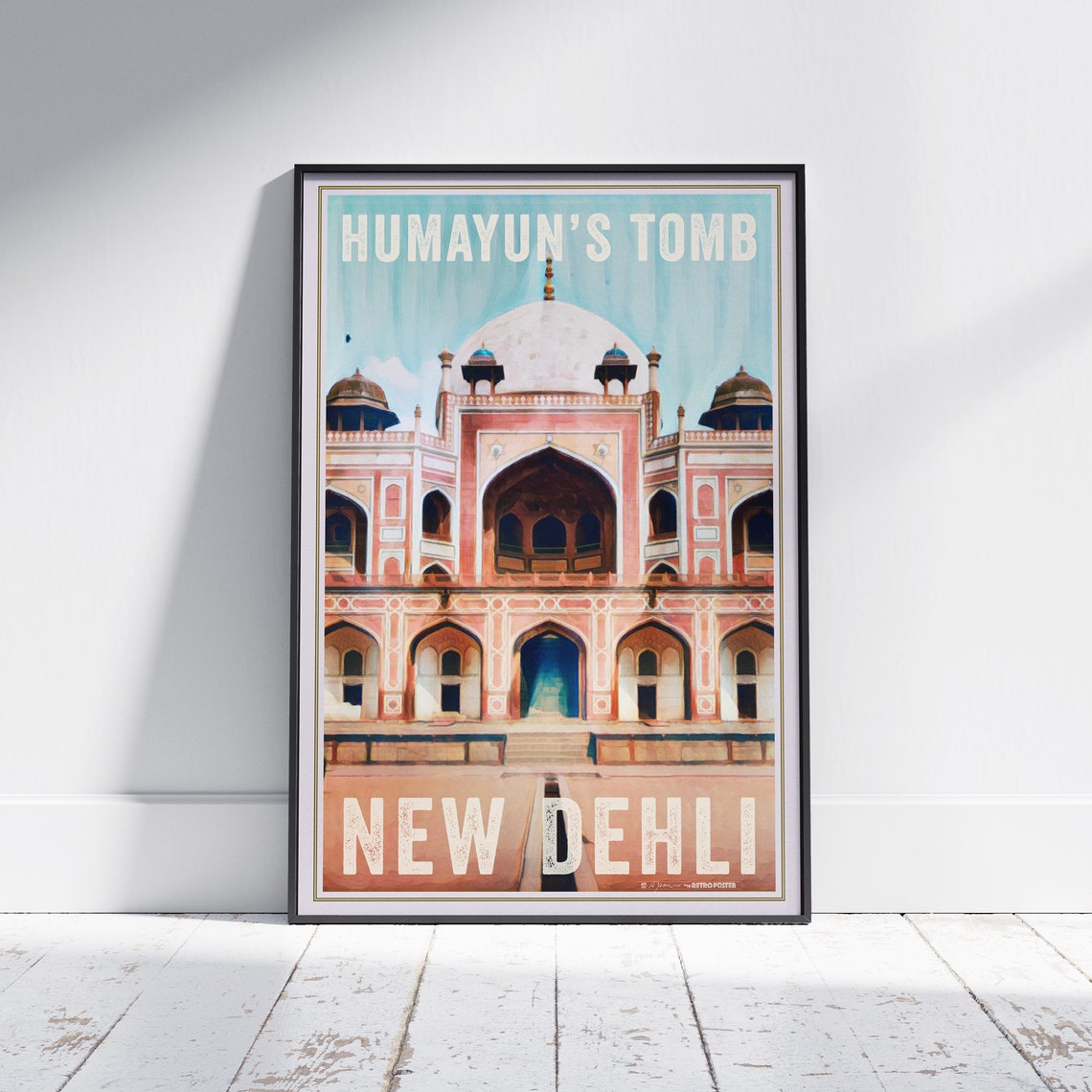 New Delhi Poster Humayuns Tomb By Alecse Limited Edition New Delhi Print India Travel Poster Humayun Print Pink Poster Of New Delhi
