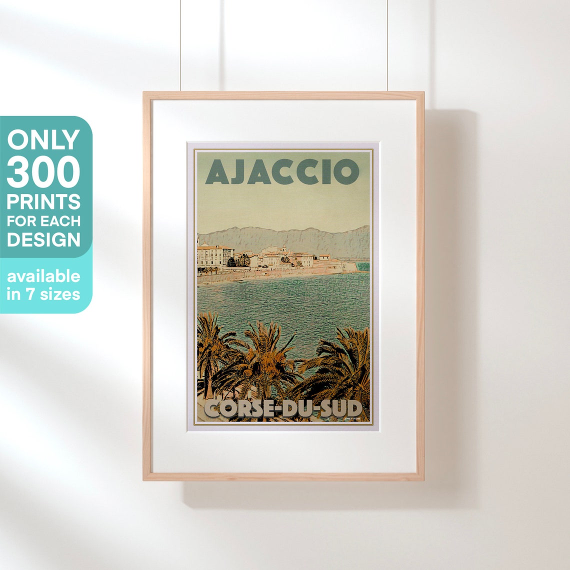 Ajaccio Corse du Sud Palm Waterfront Corsica Vintage Travel Poster - Image 3