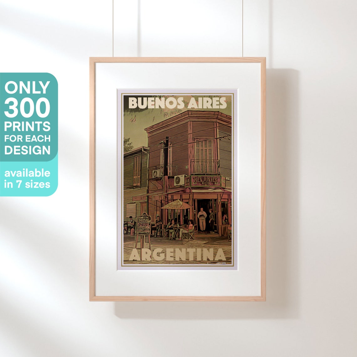Buenos Aires La Boca Corner Bar Menjunjes Vintage Travel Poster - Image 3