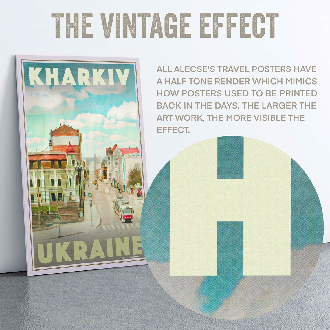 Kharkiv Ukraine Vintage Travel Poster With City Tram Street Scene - Image 2