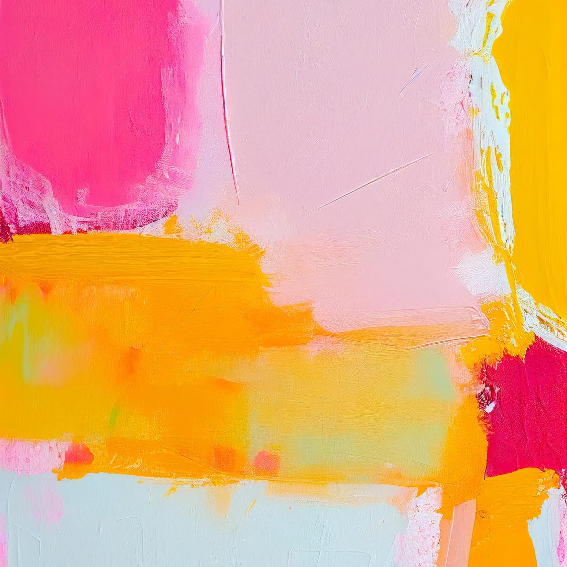 Blush Pink Tangerine Orange Block Color Abstract Painting Poster - Image 3