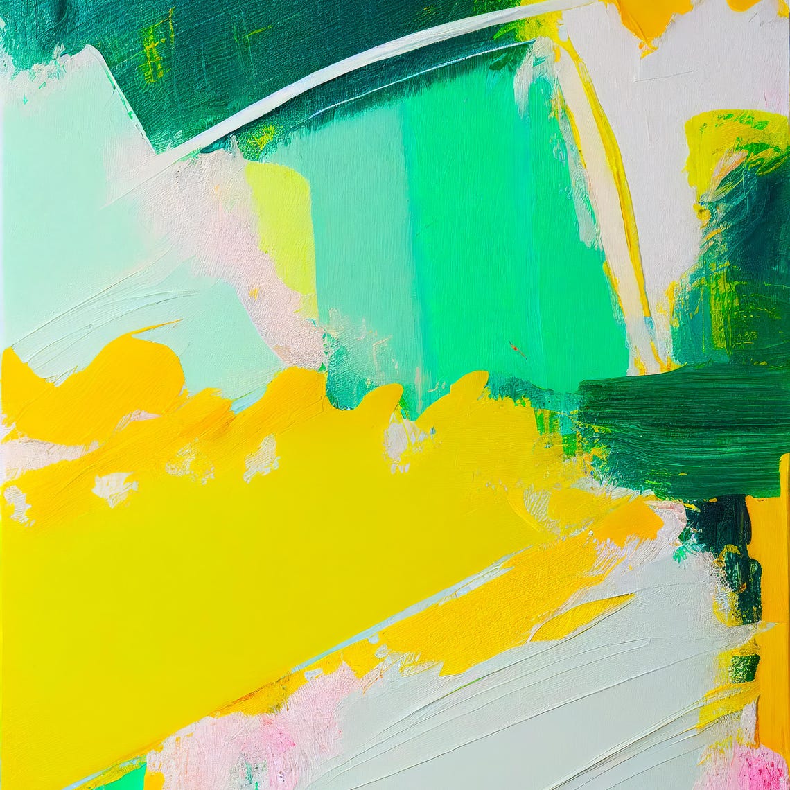 Emerald Green Yellow Sweeping Stroke Abstract Expressionism Poster - Image 3