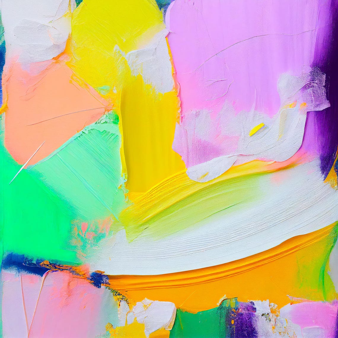 Pastel Lavender Mint Yellow Soft Brushstroke Abstract Painting Poster - Image 3