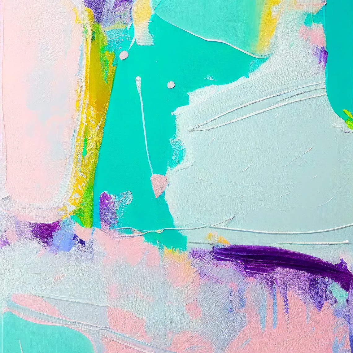 Seafoam Teal Blush Pink Soft Brushstroke Abstract Painting Poster - Image 3