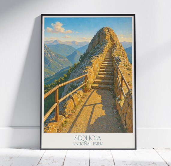 Sequoia National Park Moro Rock Summit Staircase Travel Poster