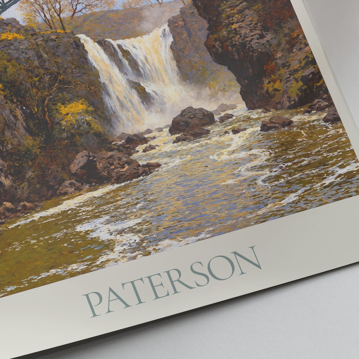 Paterson New Jersey Historic Great Falls Arched Bridge Travel Poster - Image 3