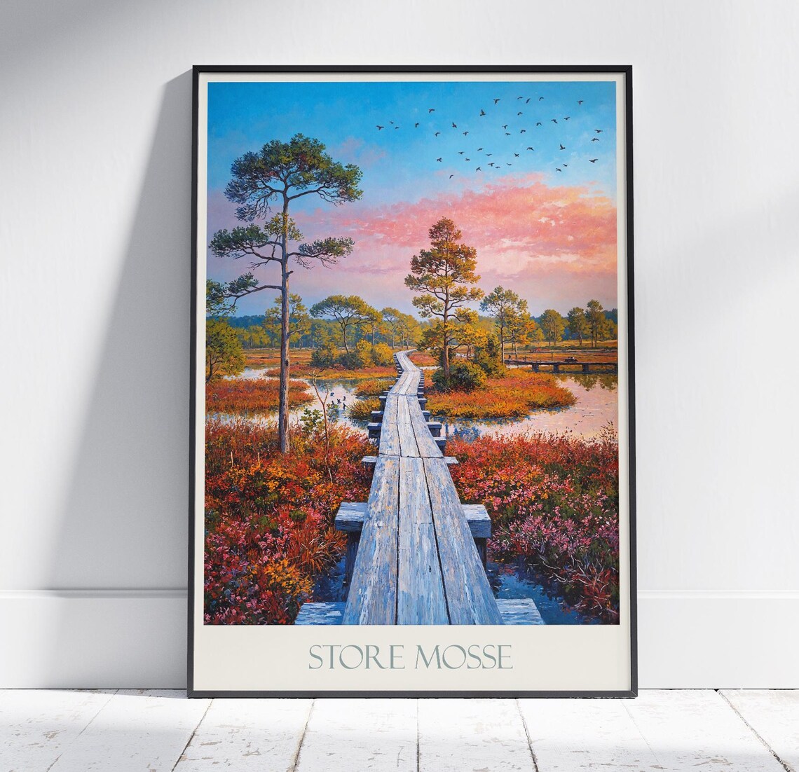 Store Mosse National Park Sweden Boardwalk Bog Sunset Travel Poster