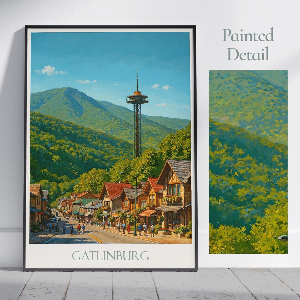 Gatlinburg Tennessee Smoky Mountain Town Street Vintage Poster