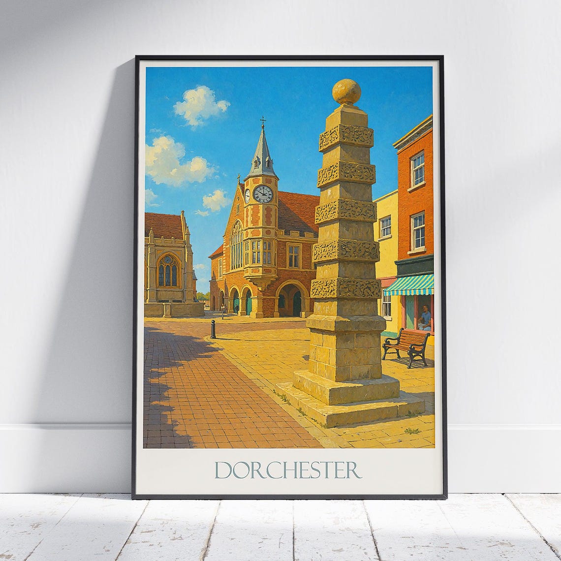 Dorchester Town Hall Square Clock Tower Market Cross Street Poster