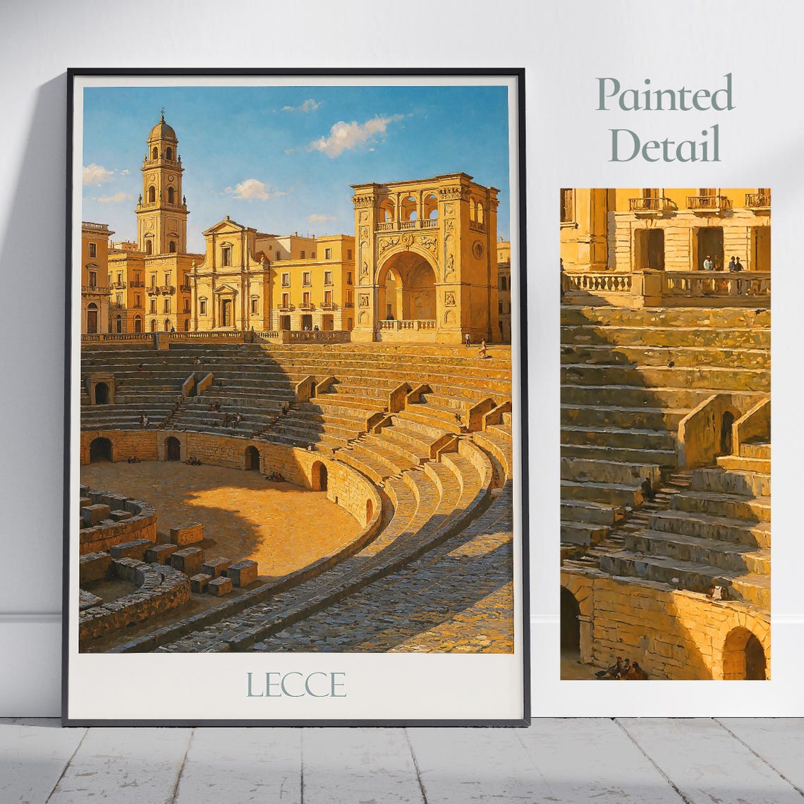 Lecce Roman Amphitheatre Arch And Cathedral Tower Puglia Poster